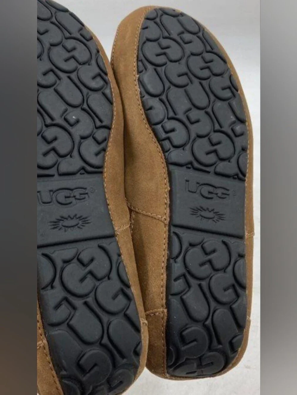 UGG Men's Ascot Moccasin Suede Chestnut Slippers Size 10 New MSRP $119.98